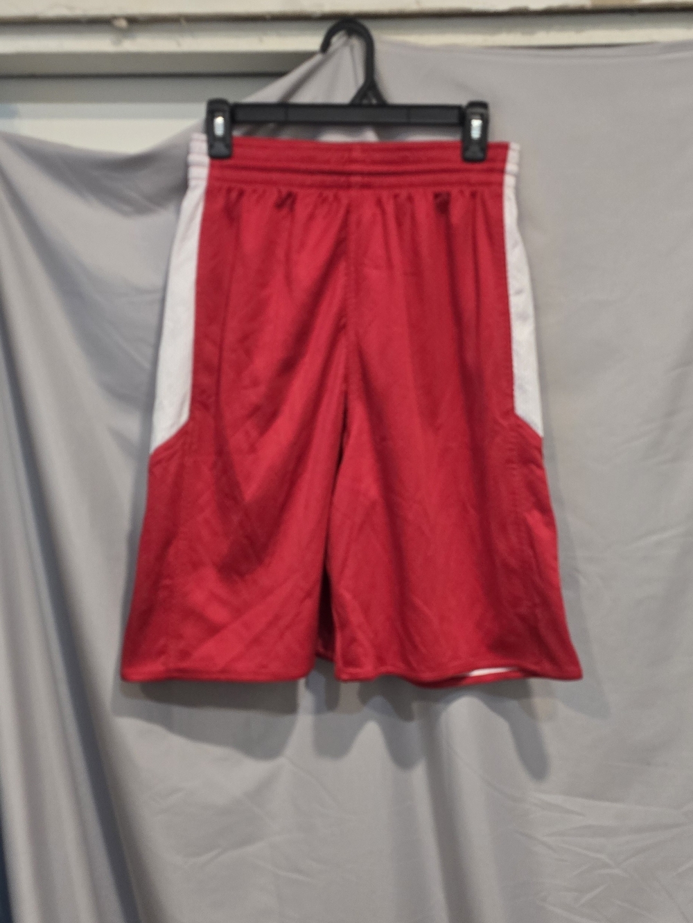 Men's Red Athletic Mesh Shorts with White Side Panels